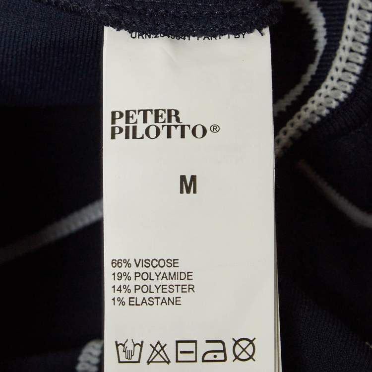 Pre Owned Peter Pilotto Navy Blue Jacquard Knit Flared Skirt M