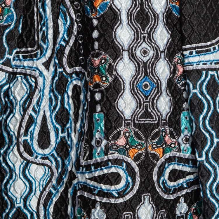 Pre Owned Peter Pilotto Blue/Multicolor Printed Crepe Midi Skirt S