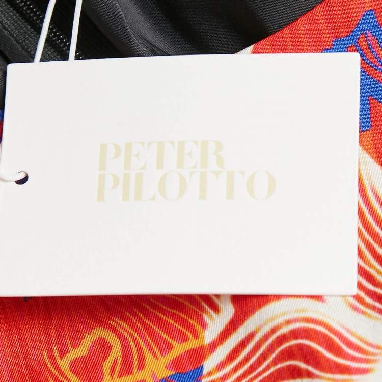 Pre Owned Peter Pilotto Orchid Beam Orange Stretch Silk Mini Dress M