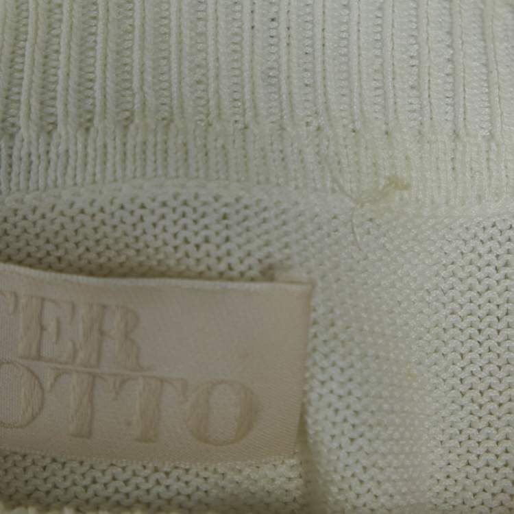 Pre Owned Peter Pilotto White Patterned Knit Full Sleeve Sweater M