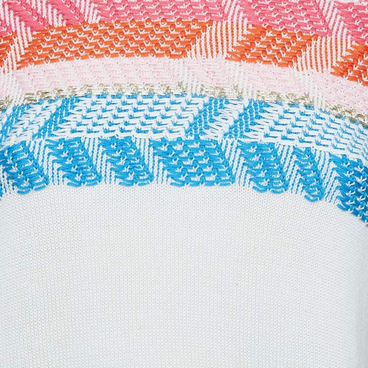 Pre Owned Peter Pilotto White Patterned Knit Full Sleeve Sweater M