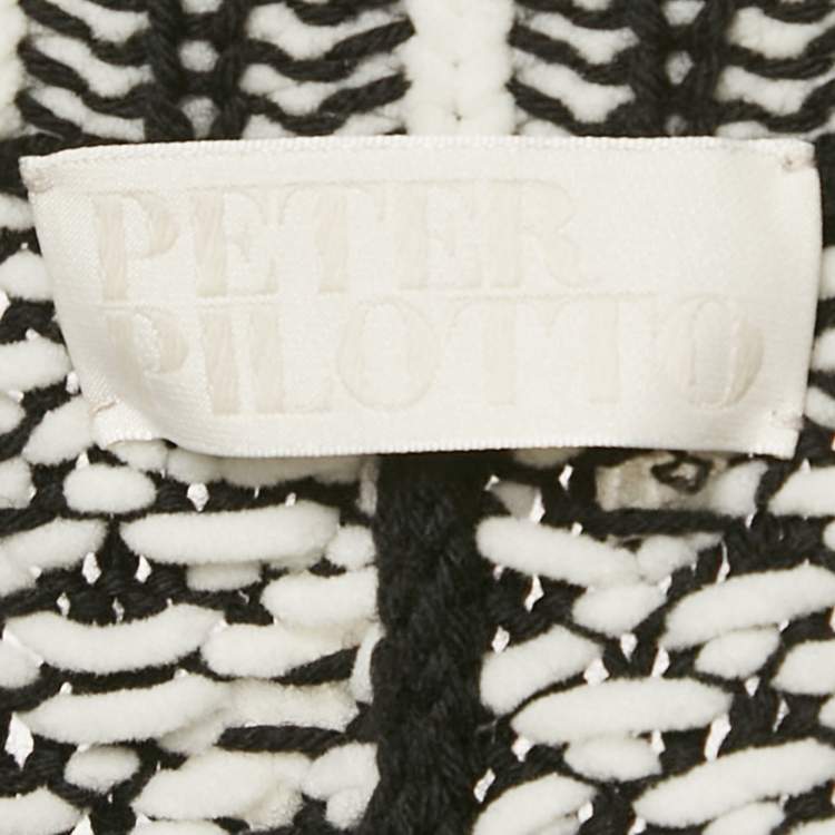 Pre Owned Peter Pilotto Beige Cable Knit Intarsia Poncho M