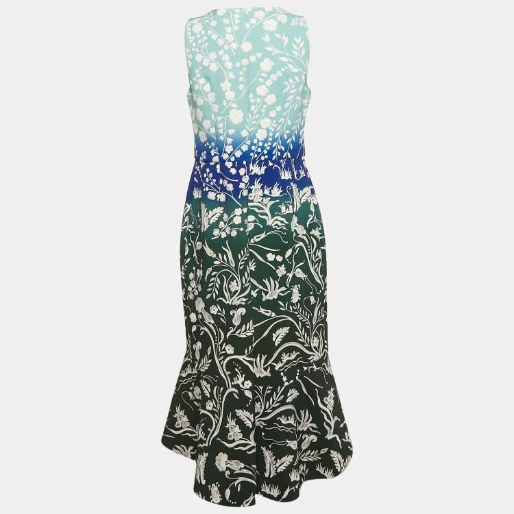 Pre Owned Peter Pilotto Multicolor Stencil Floral Print Sleeveless Midi Dress L