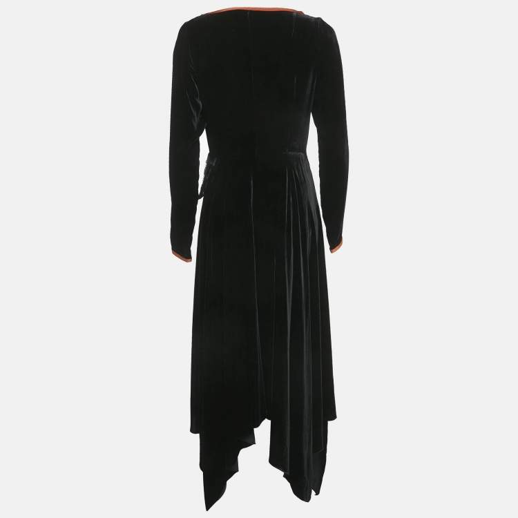 Pre Owned Peter Pilotto Black Velvet Stud Detail Asymmetric Wrap Dress M