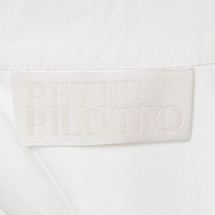 Pre Owned Peter Pilotto White Lace-Trim Cotton Sleeveless Shirt M