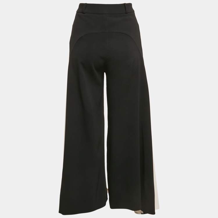 Pre Owned Peter Pilotto Black Crepe Panel Detail Wide Leg Trousers S