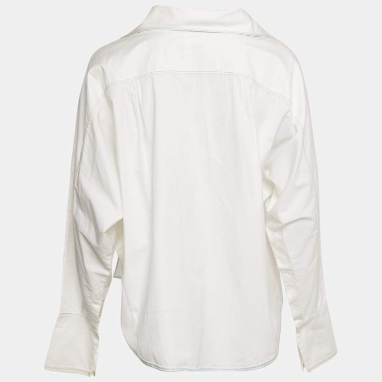 Pre Owned Peter Pilotto White Cotton Asymmetric Blouse M
