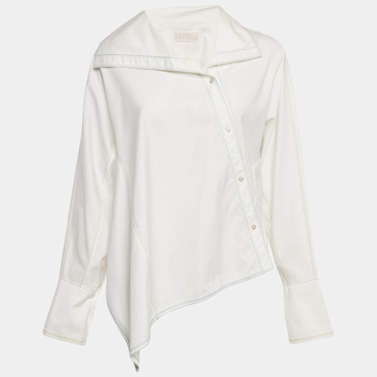 Pre Owned Peter Pilotto White Cotton Asymmetric Blouse M