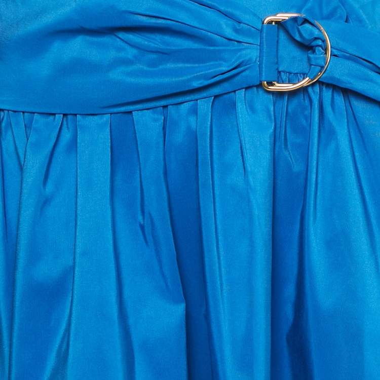 Pre Owned Peter Pilotto Blue Taffeta High-Low Midi Skirt M