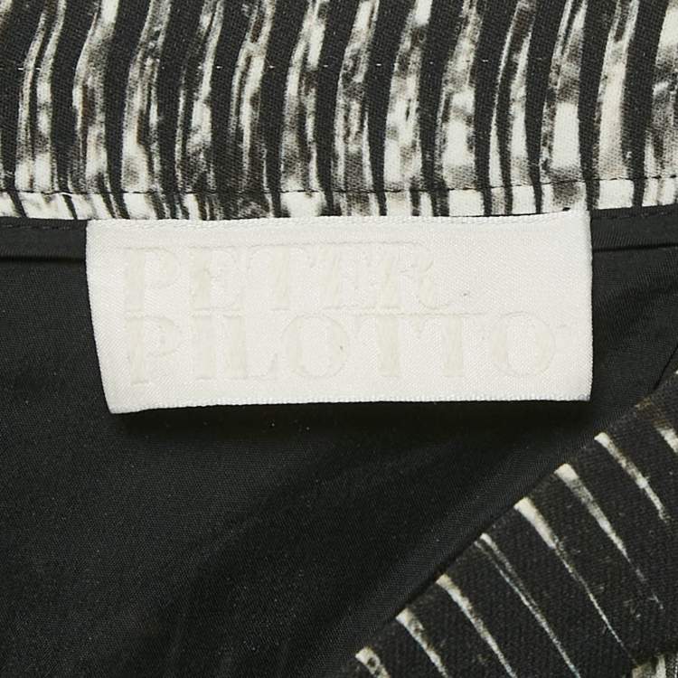 Pre Owned Peter Pilotto Black Printed Crepe Asymmetric Hem Short Skirt M 
