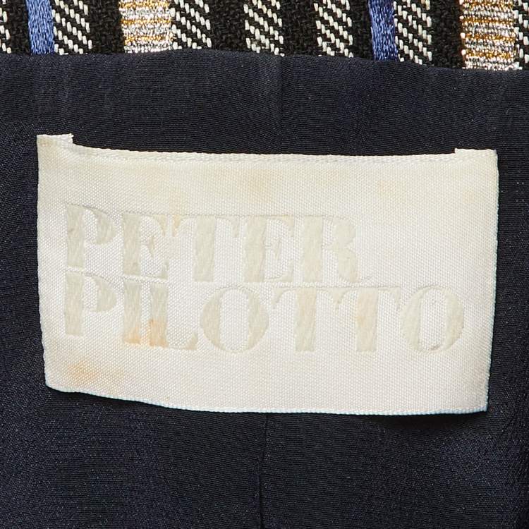 Pre Owned Peter Pilotto Blue Metallic Striped Double Breasted Blazer M 