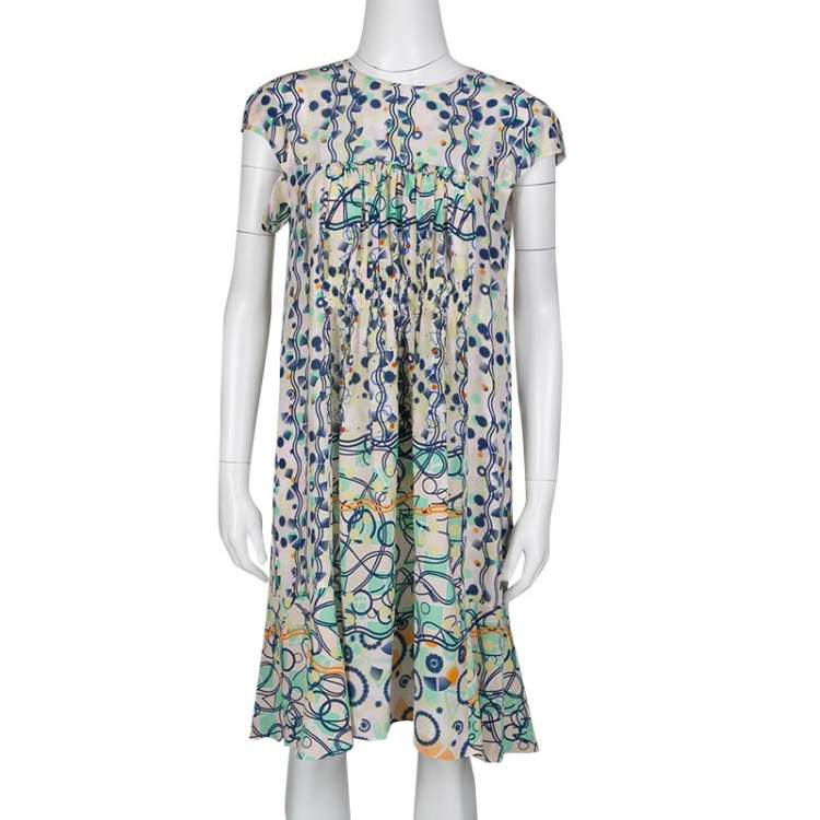 Pre Owned Peter Pilotto Multicolor Abstract Print Washed Silk Kali Dress M