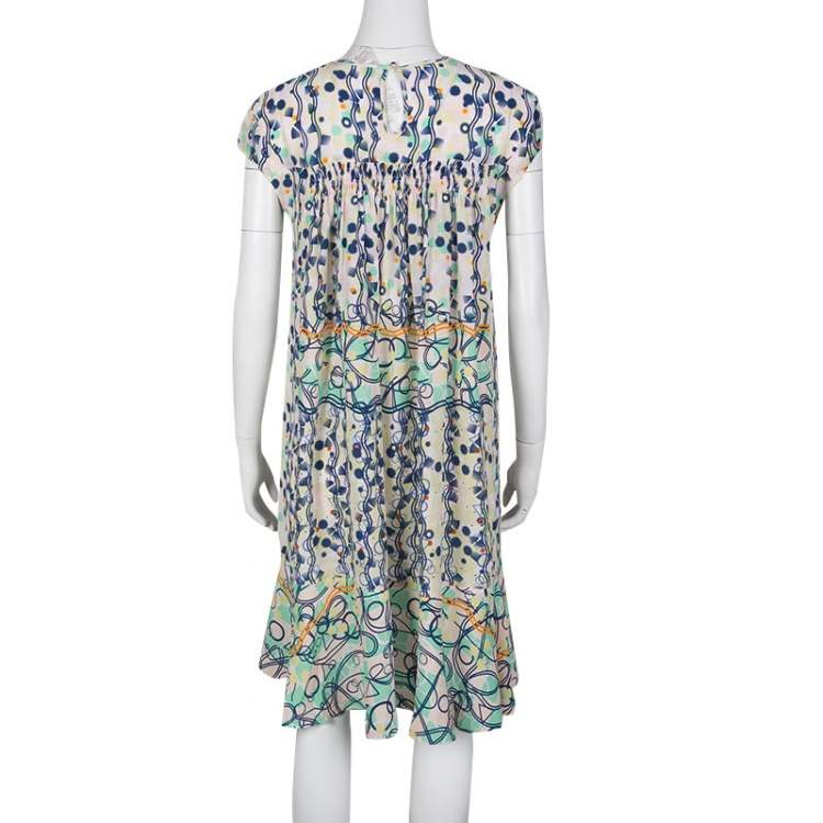 Pre Owned Peter Pilotto Multicolor Abstract Print Washed Silk Kali Dress M