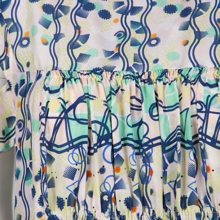 Pre Owned Peter Pilotto Multicolor Abstract Print Washed Silk Kali Dress M