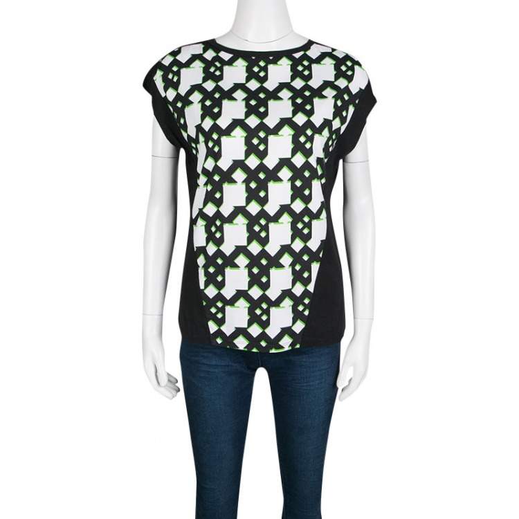 Pre Owned Peter Pilotto Black Geometric Print T-Shirt S