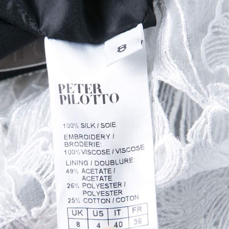 Pre Owned Peter Pilotto White Tabitha Cutout Ikebena Flower Embroidered Silk Organza Pants M