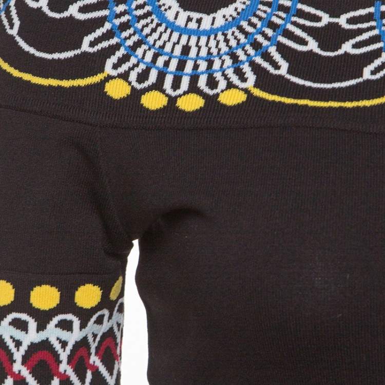 Pre Owned Peter Pilotto Black Jacquard Day Knit Off Shoulder Peplum Dress S