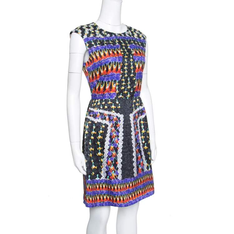 Pre Owned Peter Pilotto Fantasia Cheerleader Printed Silk Sleeveless Alexa Dress M
