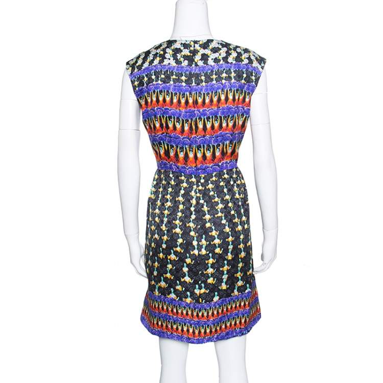 Pre Owned Peter Pilotto Fantasia Cheerleader Printed Silk Sleeveless Alexa Dress M