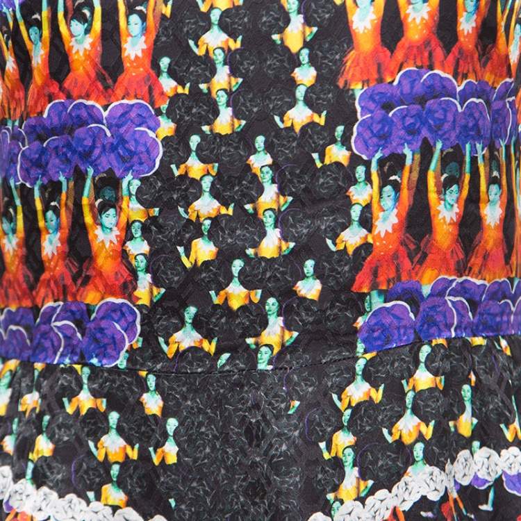 Pre Owned Peter Pilotto Fantasia Cheerleader Printed Silk Sleeveless Alexa Dress M