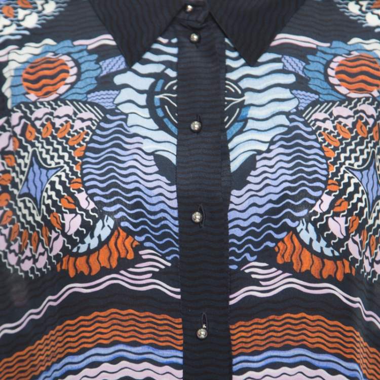 Pre Owned Peter Pilotto Silk Digital Abstract Printed Kaftan Maxi Dress ( One Size )