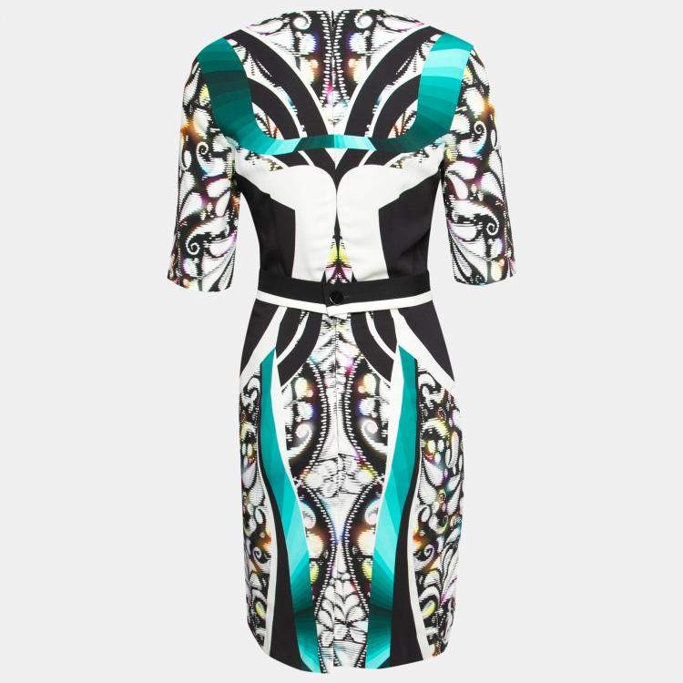 Pre Owned Peter Pilotto Multicolor Digital Print Belted Sheath Dress M