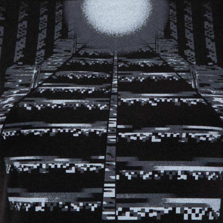Pre Owned Peter Pilotto Black Cotton Pixel Moon Print Sleeveless Top M 