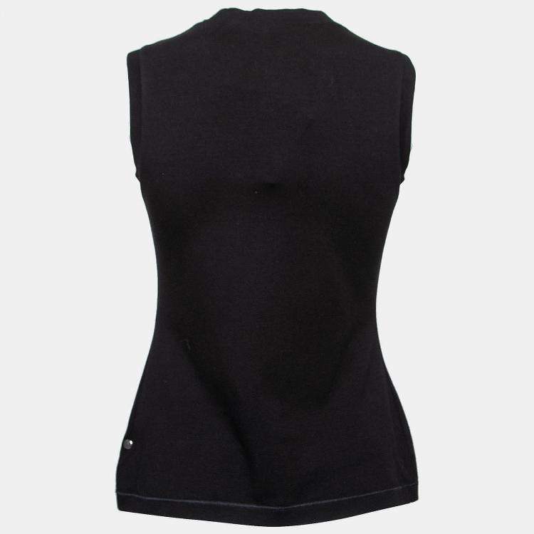 Pre Owned Peter Pilotto Black Cotton Pixel Moon Print Sleeveless Top M 