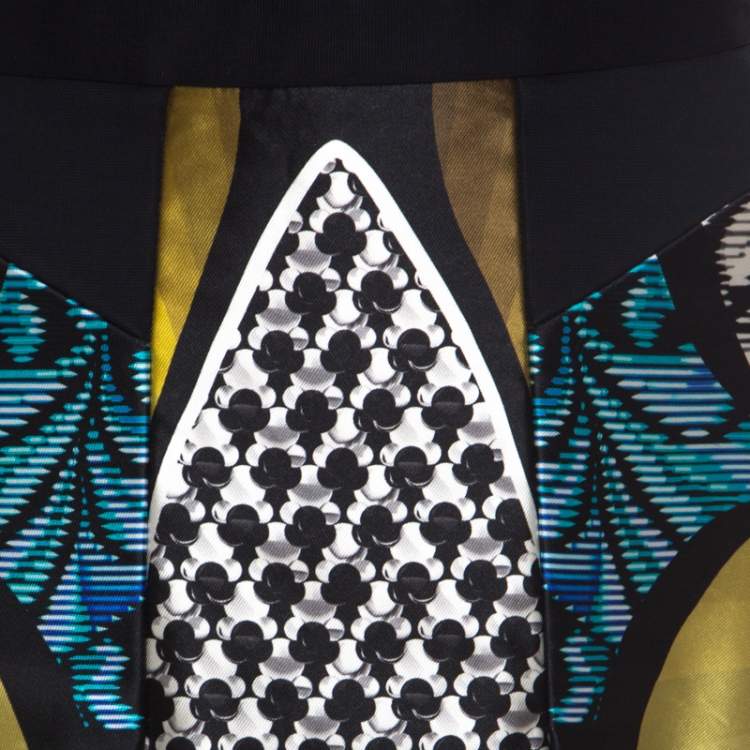 Pre Owned Peter Pilotto Multicolor Printed Silk Satin Anita Skirt S 