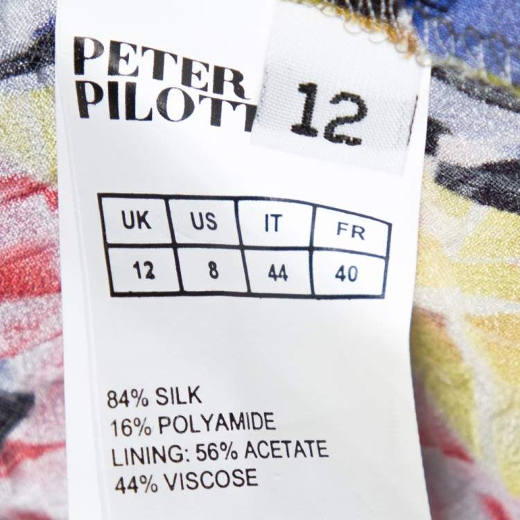 Pre Owned Peter Pilotto Multicolor Printed Silk Jacquard Peplum Detail Sleeveless Top M 