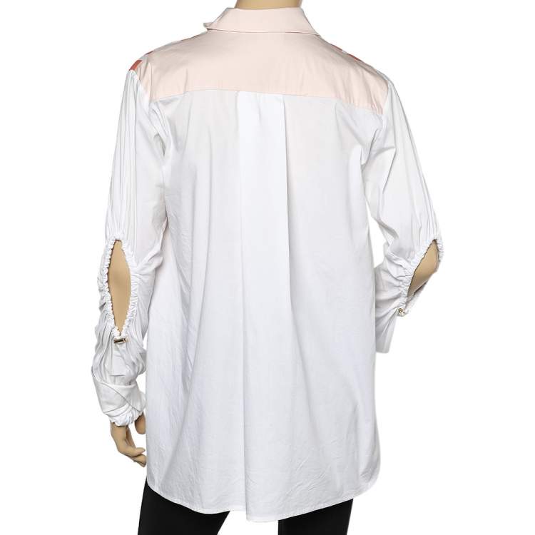 Pre Owned Peter Pilotto Multicolor Striped Cotton Cutout Sleeve Detail Shirt S
