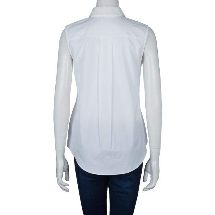 Pre Owned Peter Pilotto White Lace Detail Sleeveless Eero Blouse S