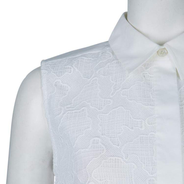 Pre Owned Peter Pilotto White Lace Detail Sleeveless Eero Blouse S