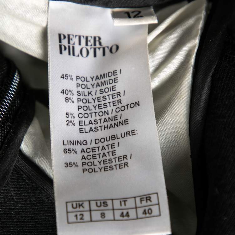 Pre Owned Peter Pilotto Black Cotton Check Print Ruffled Sleeves Peplum Top M
