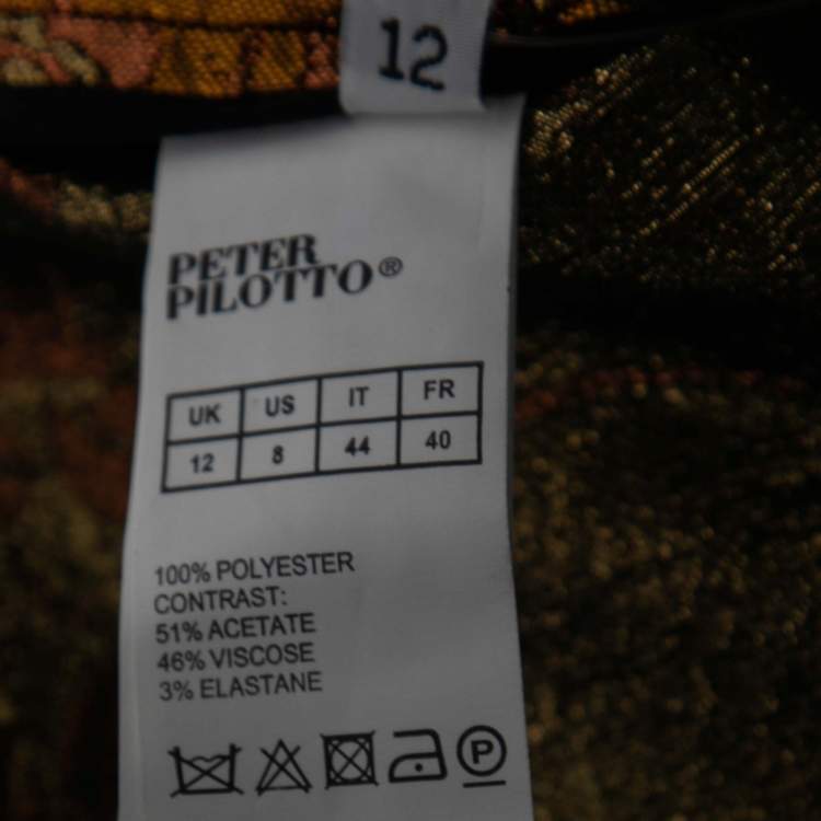 Pre Owned Peter Pilotto Gold Floral Lurex Jacquard Trousers M