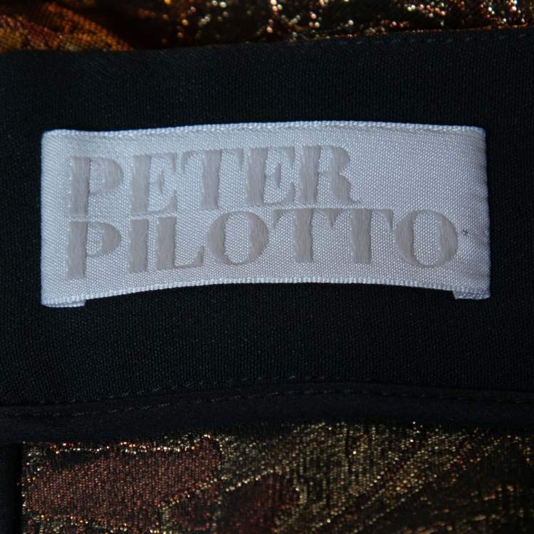 Pre Owned Peter Pilotto Gold Floral Lurex Jacquard Trousers M