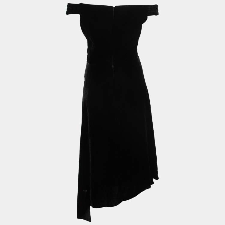 Pre Owned Peter Pilotto Black Velvet Off-Shoulder Cocktail Dress L