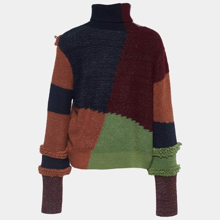 Peter Pilotto Multicolor Patchwork Knit Turtleneck Jumper L Peter