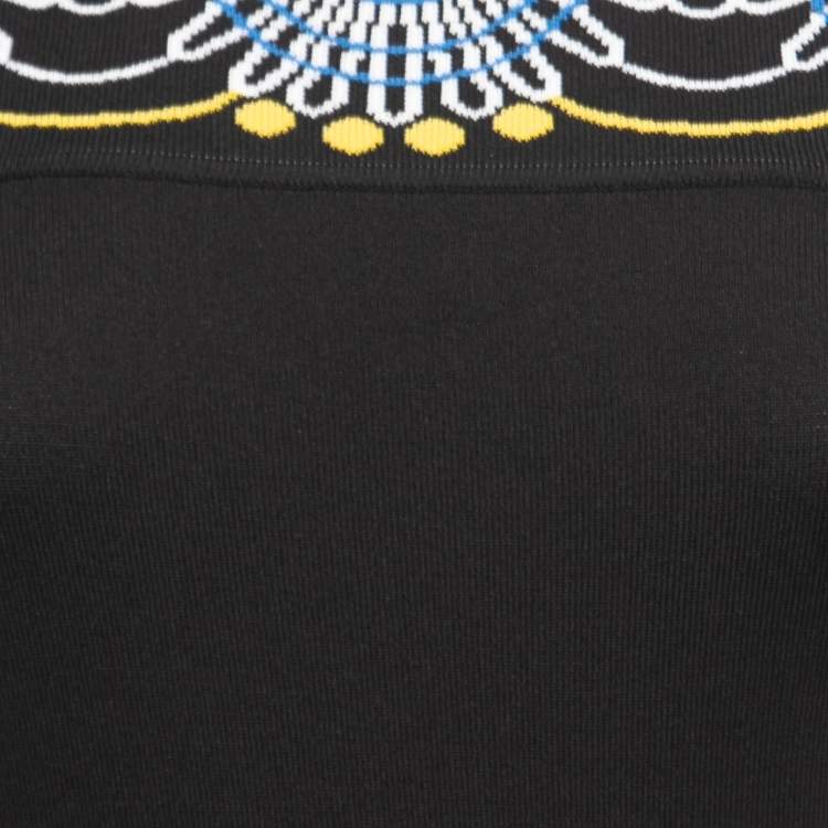 Pre Owned Peter Pilotto Black Jacquard Knit Off Shoulder Bodycon Dress XS