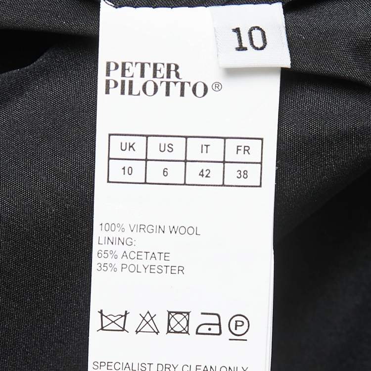Pre Owned Peter Pilotto Black/Navy Blue Wool Button Detail Slit Midi Skirt M
