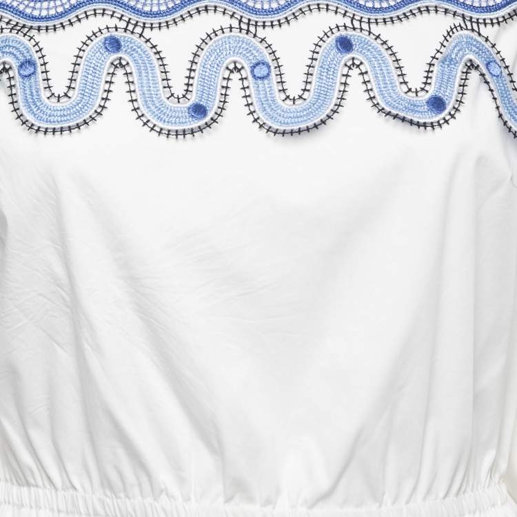 مملوكة مسبقًا Peter Pilotto White Cotton Contrast Lace Off-Shoulder Mini Dress M