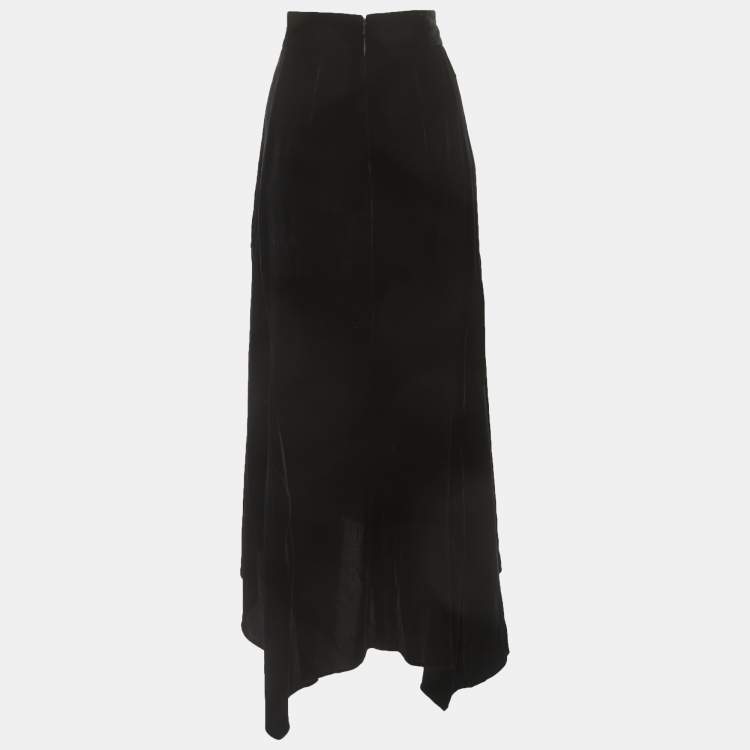 Pre Owned Peter Pilotto Black Velvet Asymmetrical Maxi Skirt S