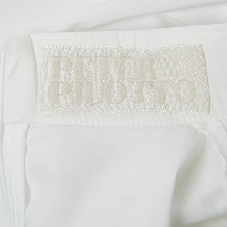 Pre Owned Peter Pilotto White Cotton Contrast Lace Detailed Sleeveless Shirt Blouse S