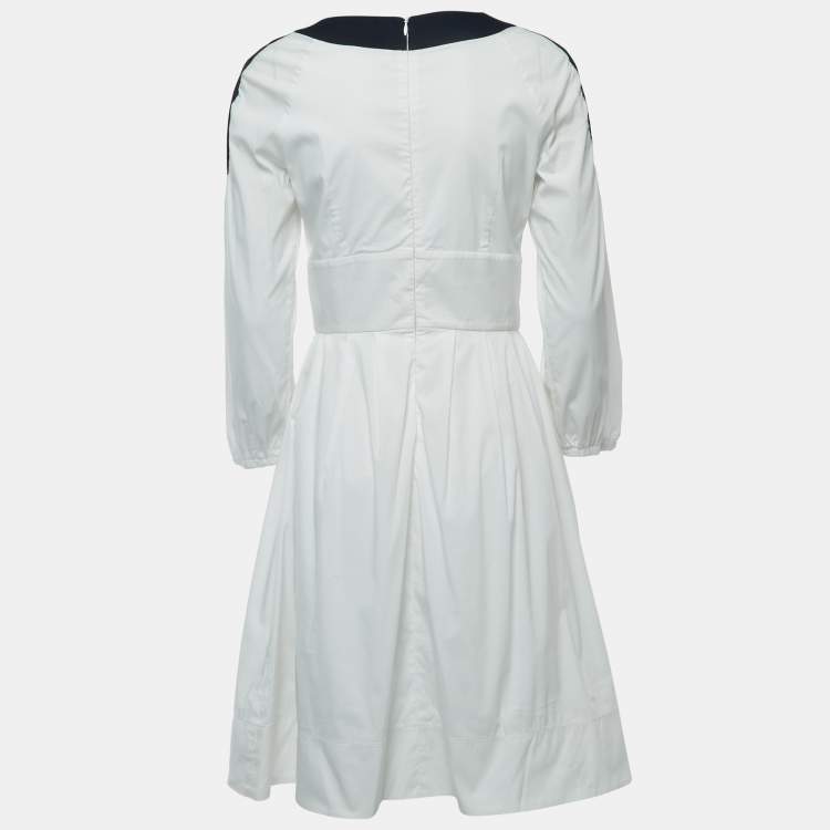 Pre Owned Peter Pilotto White Cotton V-Neck Flared Short Dress M