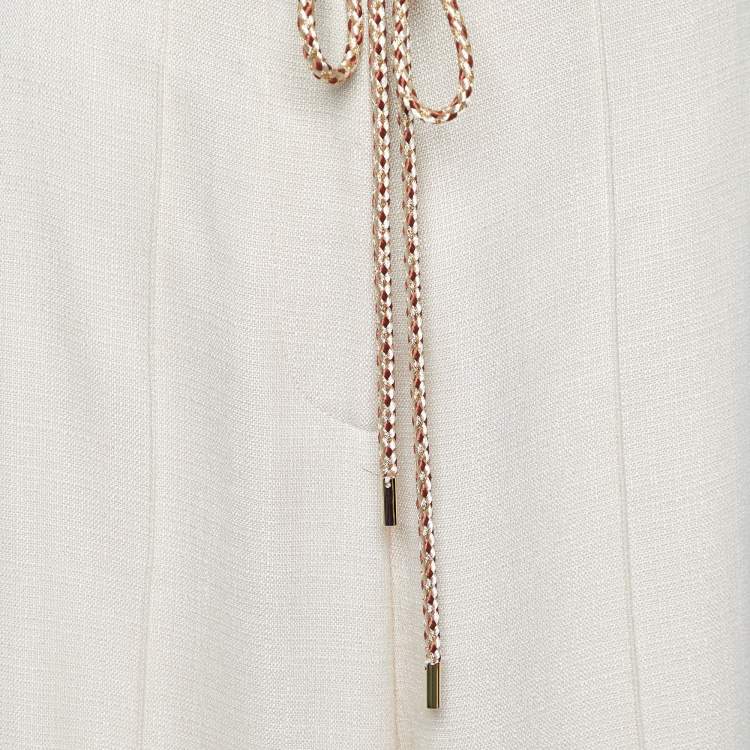 Pre Owned Peter Pilotto Cream Linen & Silk Parallel Pants M