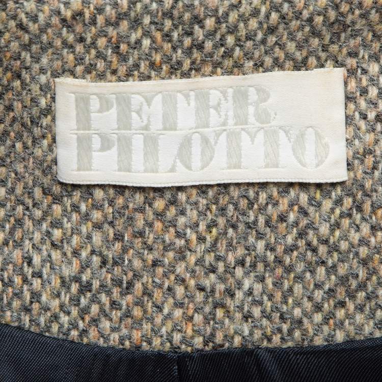 Pre Owned Peter Pilotto Beige Leather and Mink Fur Trim Wool Mid-Length Coat M
