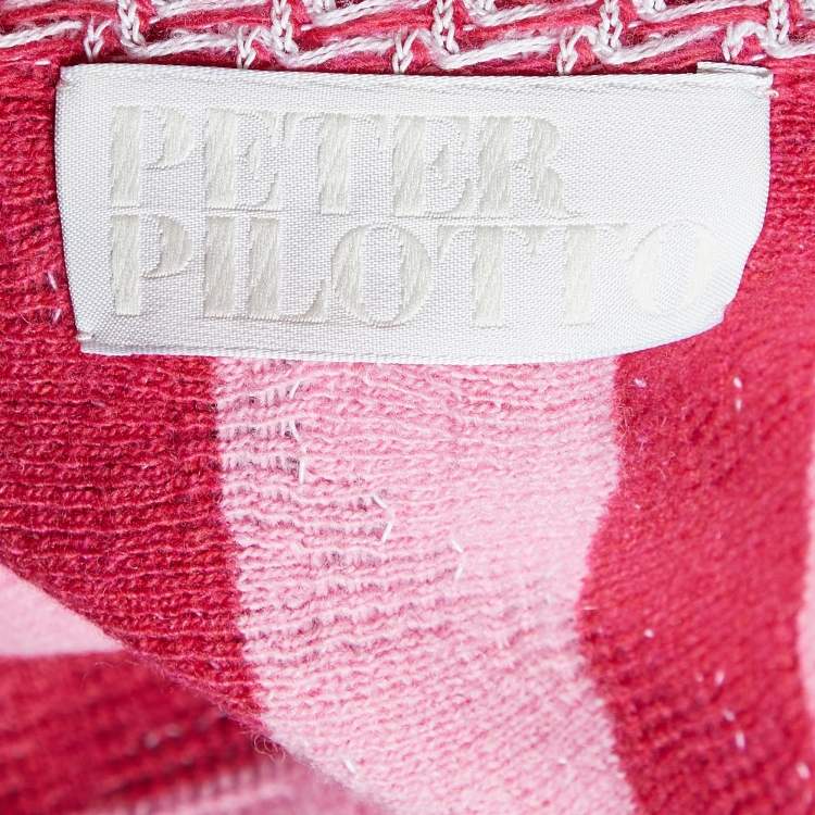 Pre Owned Peter Pilotto Pink/White Cotton & Wool Knit Peplum Sweater S