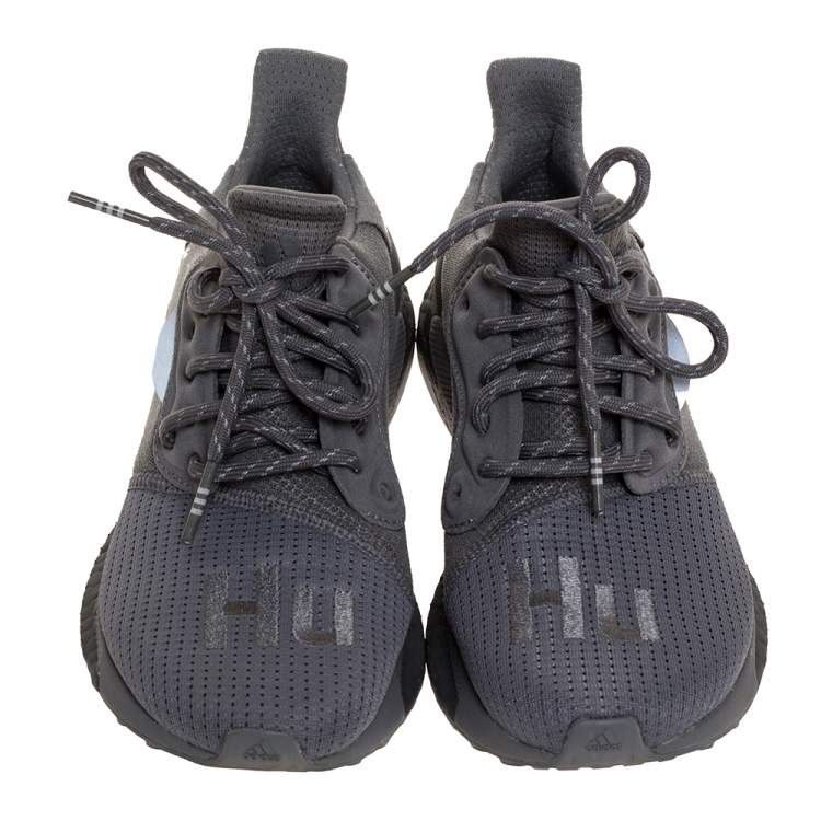 Pre Owned Pharrell Williams x Adidas Grey Cotton Knit Solar Hu Sneakers Size 36.5