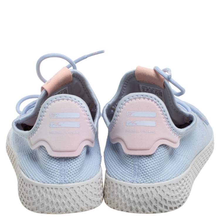 Pre Owned Pharrell Williams Blue/Orange Knit Fabric Tennis HU Slow Top Sneakers Size 41.5