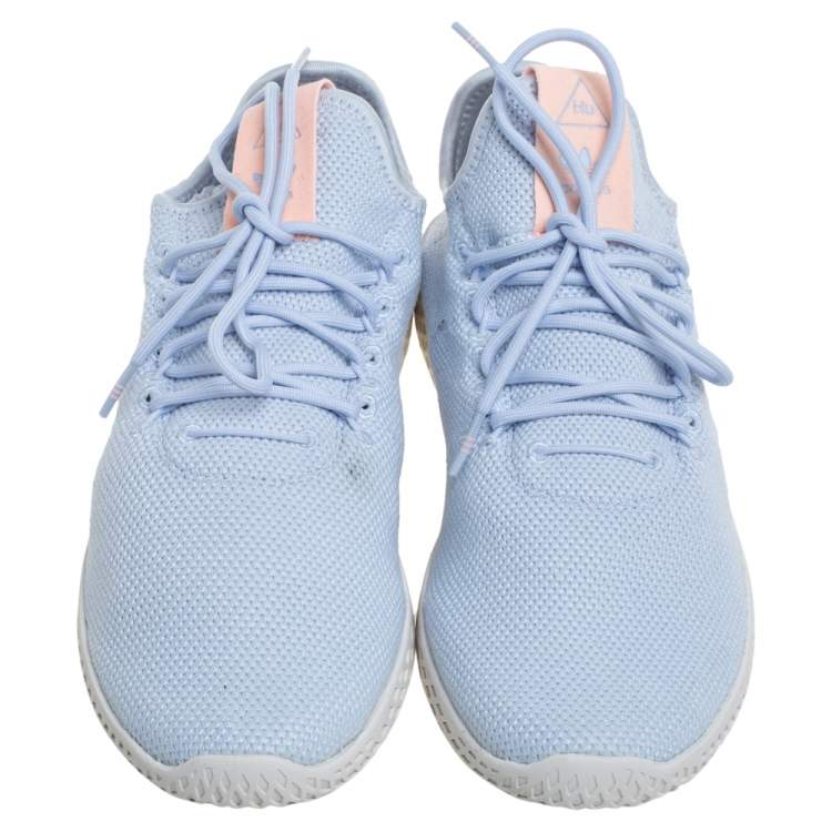 Pre Owned Pharrell Williams Blue/Orange Knit Fabric Tennis HU Slow Top Sneakers Size 41.5